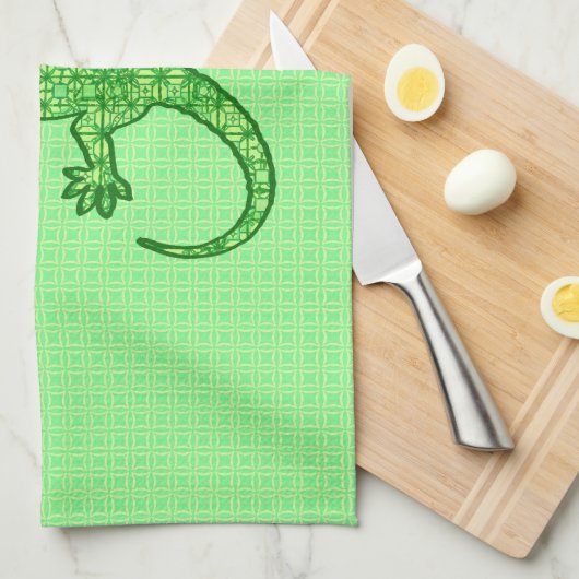 Limones und Smaragdgrün Stammes- Batik Gecko - Handtuch (Viertel Falte)
