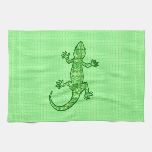 Limones und Smaragdgrün Stammes- Batik Gecko - Handtuch (Horizontal)