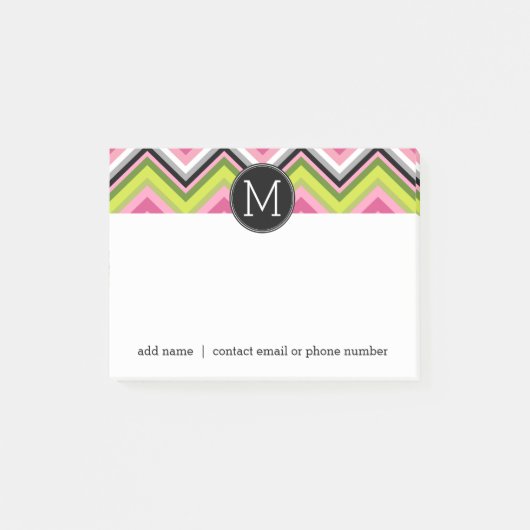 Limones und Zickzack Muster, rosa, schwarz Post-it Klebezettel (Vorderseite)