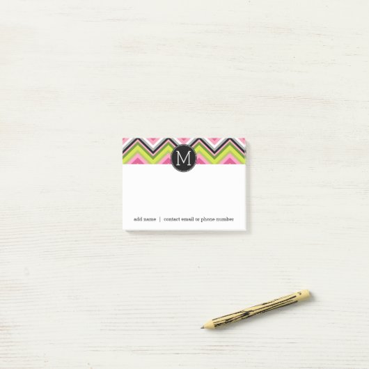 Limones und Zickzack Muster, rosa, schwarz Post-it Klebezettel (Auf Schreibtisch)