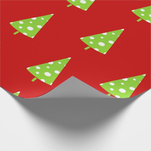 Limones White Polka Dots Weihnachtsbaummuster Geschenkpapier (Ecke)