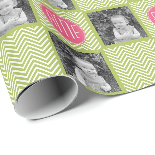 Limones Zickzack Muster mit benutzerdefiniertem Mo Geschenkpapier (Rolleneckpunkt)