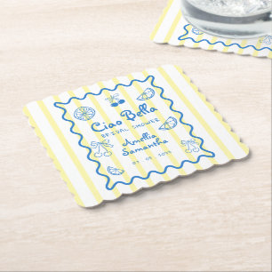 Limonien Italienische Whimsical Doodle Brautparty Untersetzer