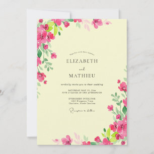 Limonien-Rosa-Pfingstrosen-Hochzeit Einladung