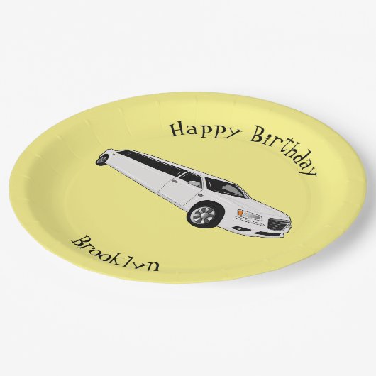 Limousine-Cartoon-Abbildung Pappteller (Schrägansicht)