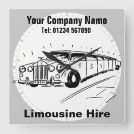 Limousine Hire Cartoon Quadratische Wanduhr