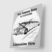Limousine Hire Cartoon Quadratische Wanduhr (Winkel)