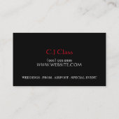 Limousine Limo Car Services Fahrerkarte Visitenkarte (Rückseite)