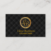 Limousine Limo Driver Monogram Gold Initials Visitenkarte (Vorderseite)