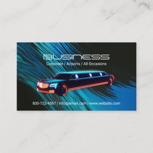Limousine & Taxi Mietwagen Abstrakt Blue Black Visitenkarte (Vorderseite)