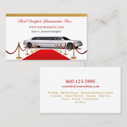 Limousine-Visitenkarte Visitenkarte (Vorne/Hinten)