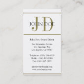 Limousinen-Service-Weiß/Goldstreifen Visitenkarte (Rückseite)