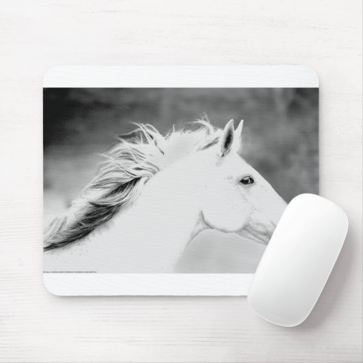 LIN26BW Mähne im Wind.tif Mousepad (Mit Mouse)