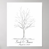Lin Art Zeichnend Fingerprint Tree Poster (Vorne)