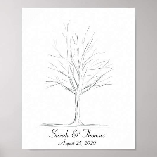 Lin Art Zeichnend Fingerprint Tree Poster (Vorne)