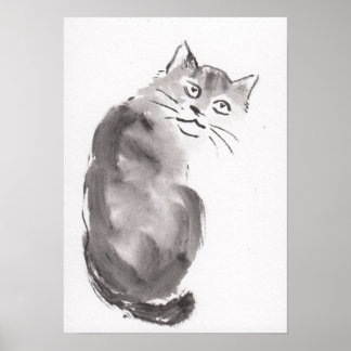 Lin Li(LinLi888) Art Print Sumi-E Cat 21012901 Poster