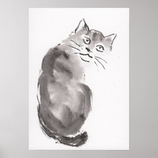 Lin Li(LinLi888) Art Print Sumi-E Cat 21012901 Poster (Vorne)