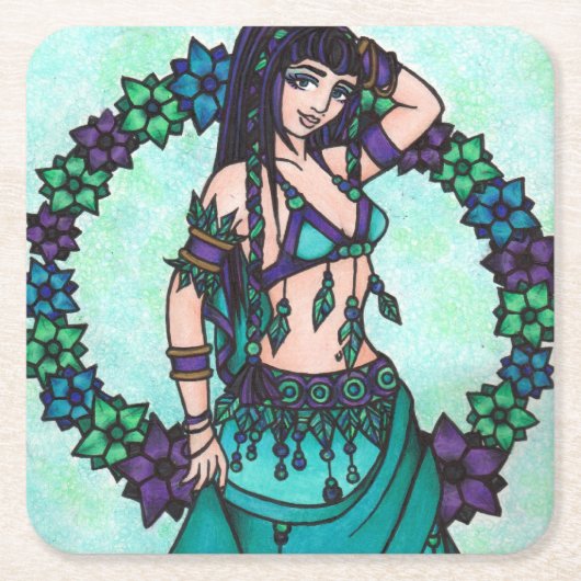 Lina Belly Dancer Rechteckiger Pappuntersetzer (Vorderseite)
