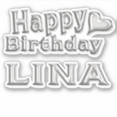 Lina Happy Birthday silver Aufkleber Sticker (Vorderseite)