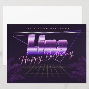 Lina Name Vorname lila retro Karte Geburtstag