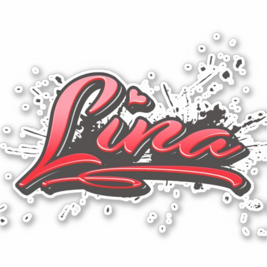 Lina red Heart Graffiti Aufkleber Sticker (Vorderseite)