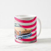 Lincoln 1955 Capri mit amerikanischer Flagge Kaffeetasse (VorderseiteRechts)