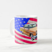 Lincoln 1955 Capri mit amerikanischer Flagge Kaffeetasse (Vorderseite Links)