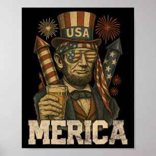 Lincoln 4. Juli Merica Abe Jungen Männer Frauen Am Poster