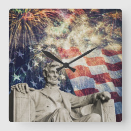 Lincoln American July 4th Celebration Quadratische Wanduhr