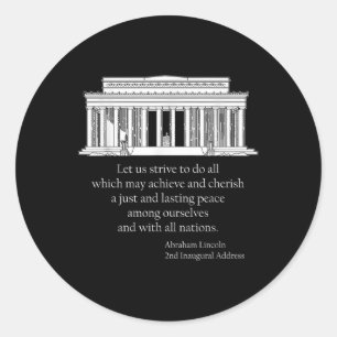 Lincoln Anti-Kriegs-Zitat Lincoln Memorial Wash Runder Aufkleber