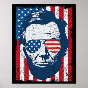 Lincoln Beard Sungles & amp; Amerikanische Flagge  Poster