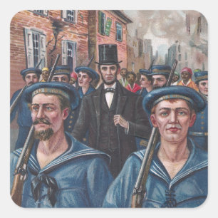 Lincoln besucht Richmond VA im Jahr 1865 Quadratischer Aufkleber