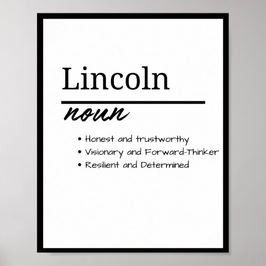 Lincoln, Boy Personalized Name Definition Poster (Vorne)