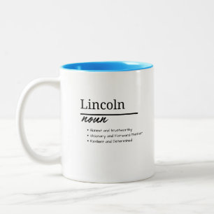 Lincoln, Boy Personalized Name Definition Zweifarbige Tasse