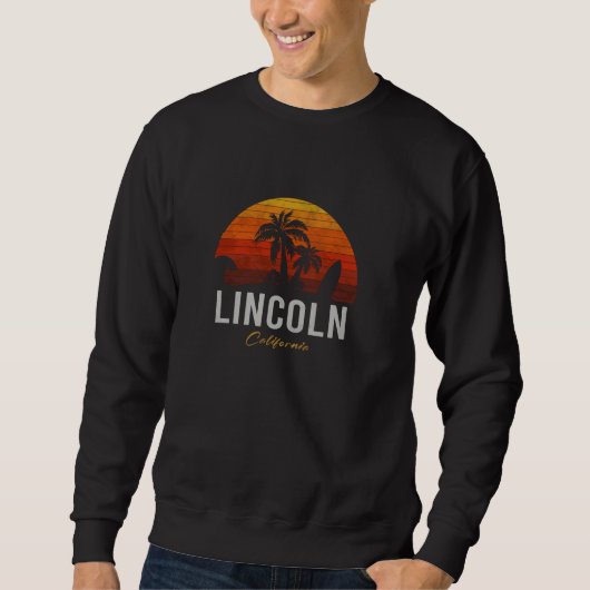 Lincoln California Retro Surfer Vintag Beach Sweatshirt (Vorderseite)
