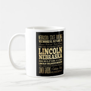 Lincoln City Nebraska Typografie Kunst Kaffeetasse