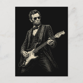 Lincoln Cool Guitarist Vintage Engraving Feiertagspostkarte