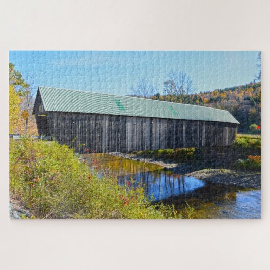 Lincoln Covered Bridge, Herbst, Holz, Vermont Puzzle (Horizontal)