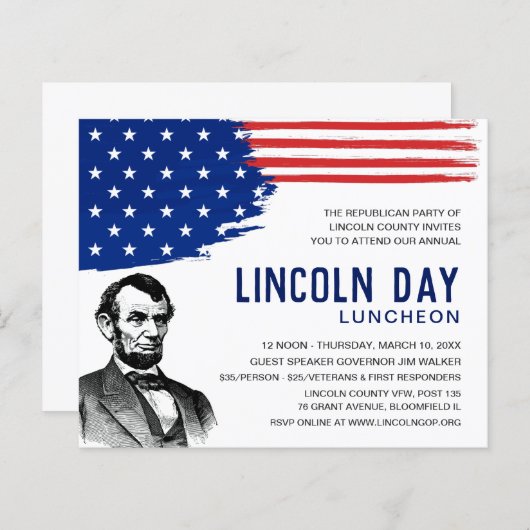 Lincoln Day Luncheon Fundraiser Event Einladung (Vorne/Hinten)
