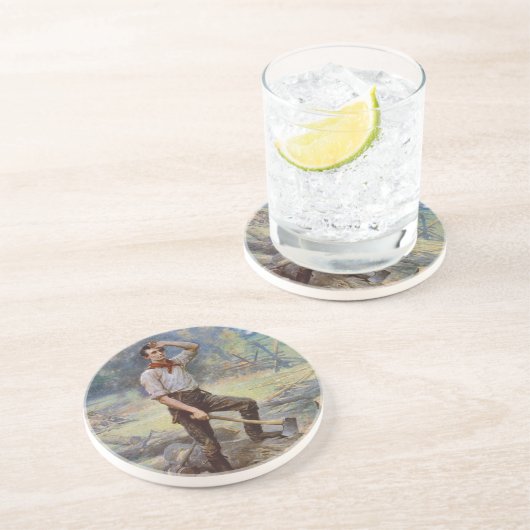 Lincoln der Schienen-Teiler durch Jean L. Gerome Sandstein Untersetzer (Seite)