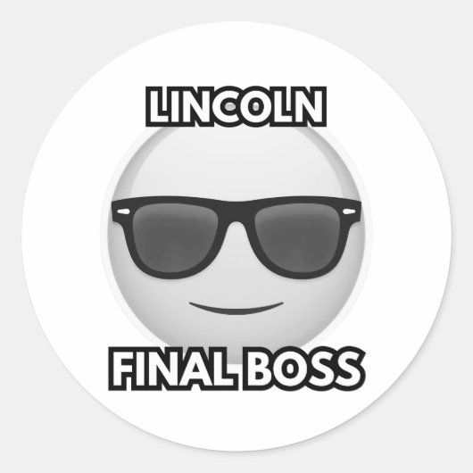 Lincoln Final Boss Cool Emoji Runder Aufkleber (Vorderseite)