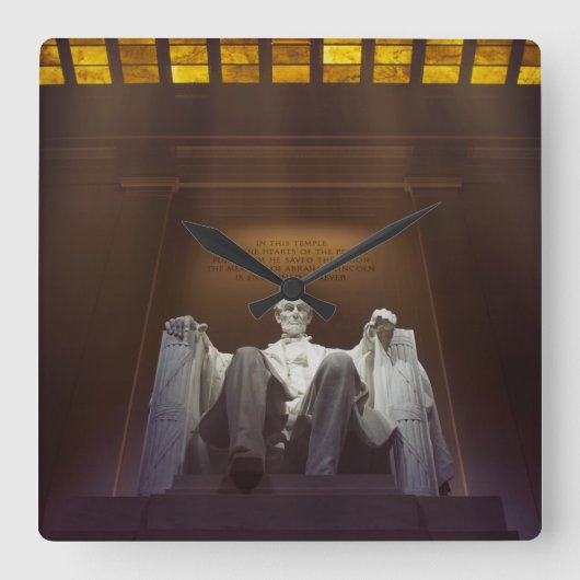 Lincoln-Gedenkstatue mit Inschrift Quadratische Wanduhr (Vorderseite)