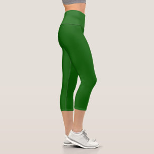 Lincoln Green Solid Schlicht Color Capri Leggings