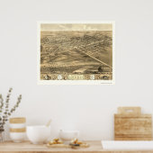 Lincoln, IL Panorama Karte - 1869 Poster (Küche)