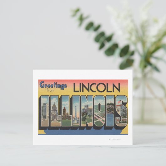 Lincoln, Illinois - Große Buchstabenszenen Postkarte (Stehend Vorderseite)
