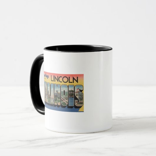 Lincoln, Illinois - Große Buchstabenszenen Tasse (Vorderseite Links)