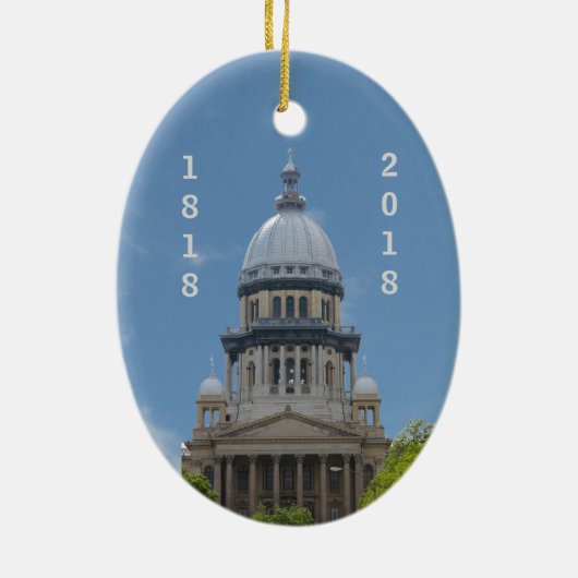 Lincoln Illinois Hauptstadt Bicentennial Keramikornament (Hinten)