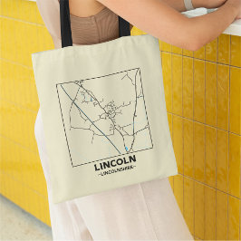 Lincoln, Lincolnshire City Map Tote Bag Tragetasche