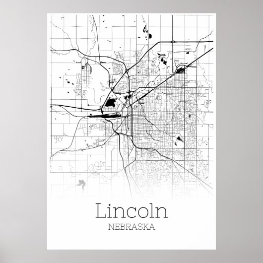 Lincoln Map - Nebraska - City Map Poster (Vorne)