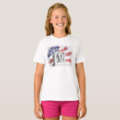 Lincoln Memorial Aquarell Amerikanische Flagge sch T-Shirt (Vorne ganz)